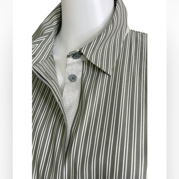 Lafayette 148 Green Striped Button Up Blouse - Picture 7 of 12